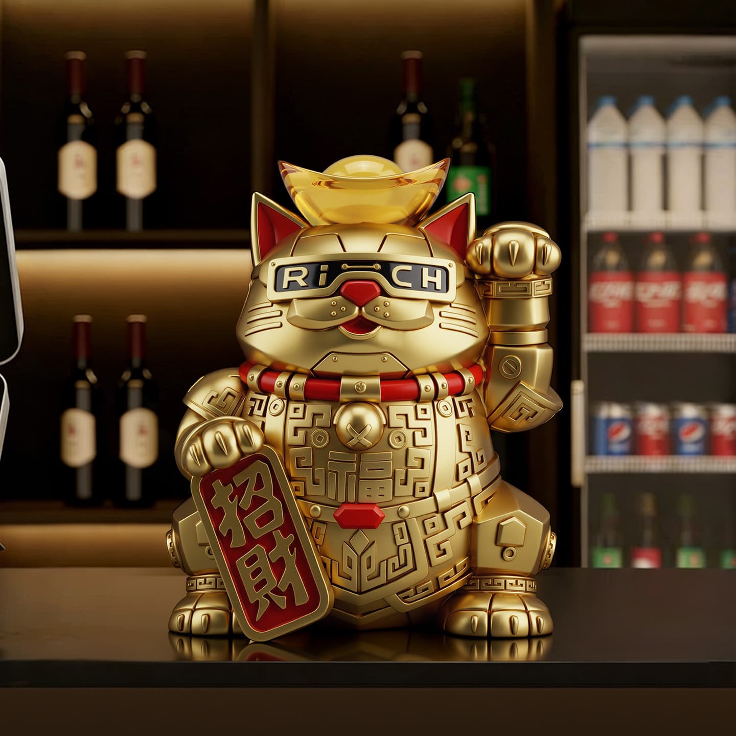 Lucky cat ornaments store cashier new store opening gift front desk QR code collection decoration housewarming gift