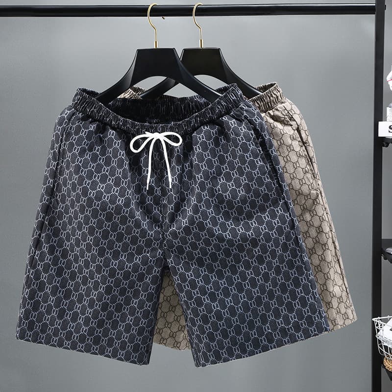Foreign trade fashionable breathable shorts men's summer trend personalized printed jodhpurs quick-drying pants slim fit five-quarter pants beach pants