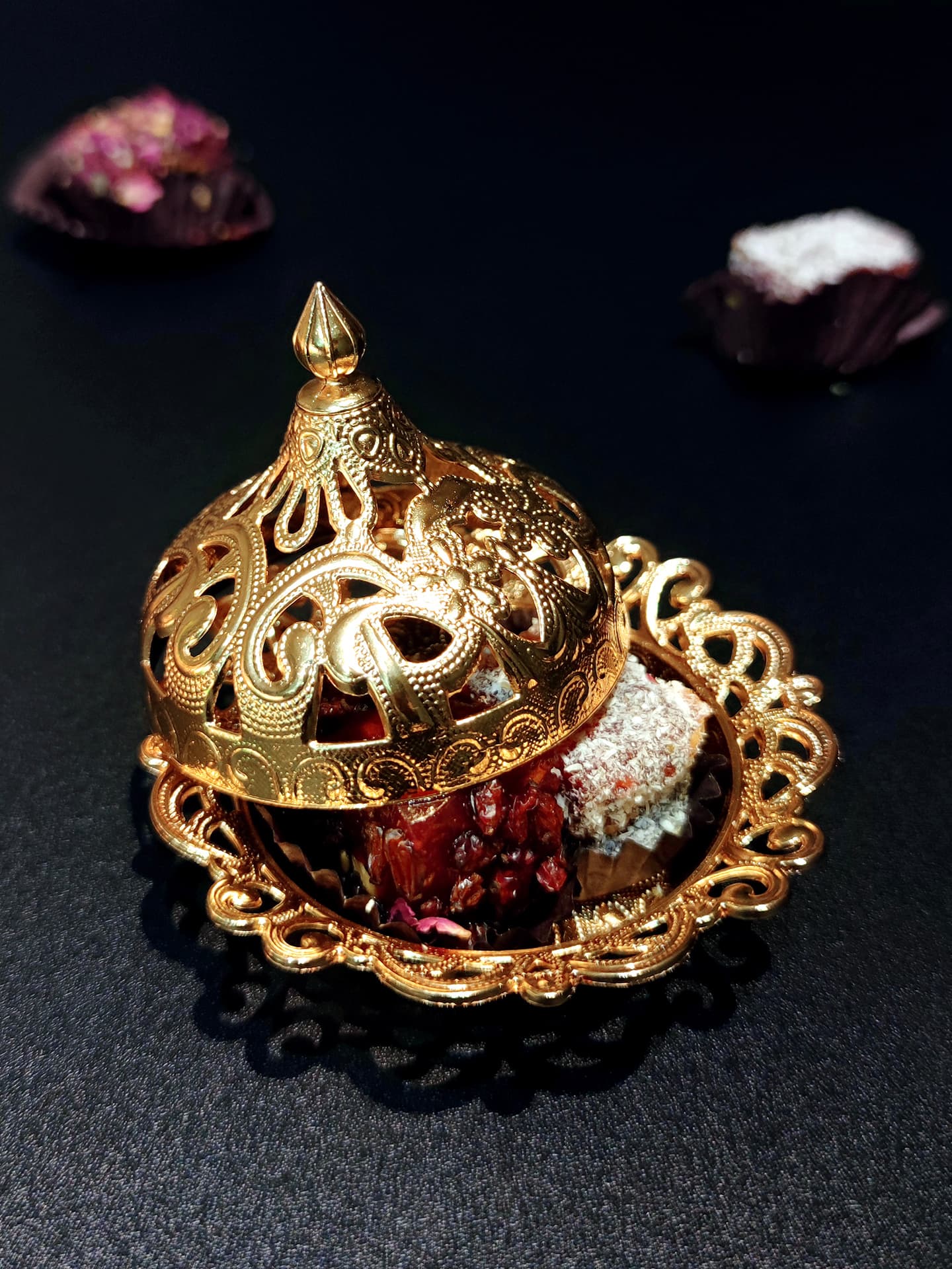 Turkish imported sugar box, gold-plated, royal-style, exquisite niche coffee sugar bowl, pastry, nut, afternoon tea, Ottoman
