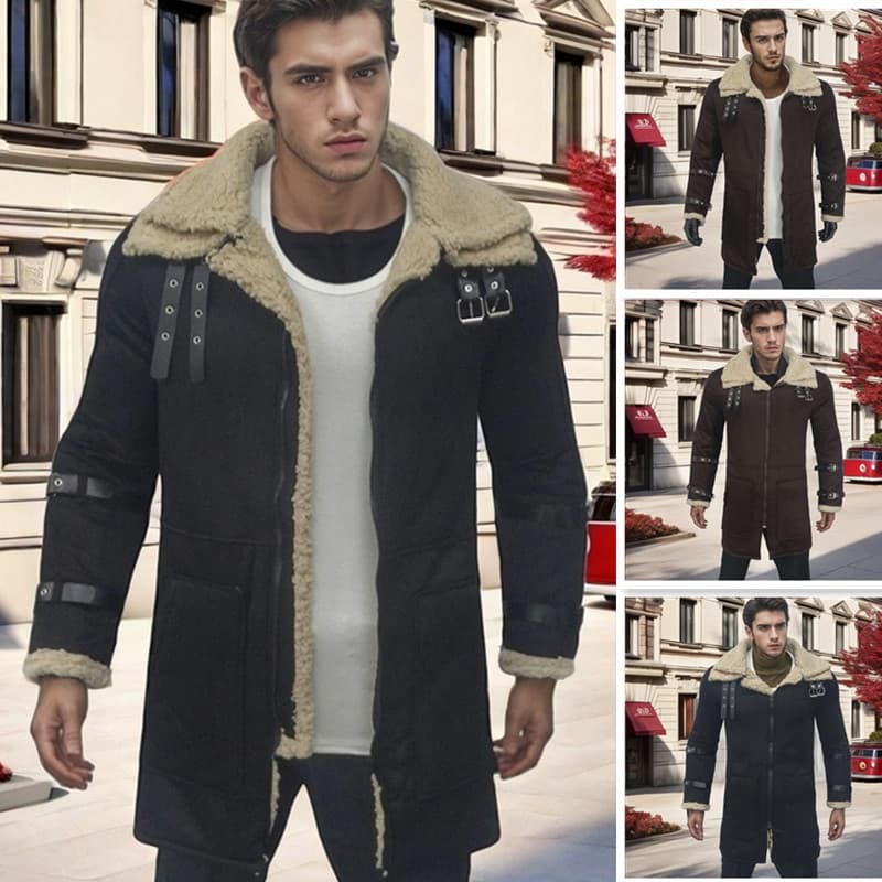 In Stock 2024 Winter New Suede Faux Fur Men's Coat European Style Thick Jacket Amazon Independent Station