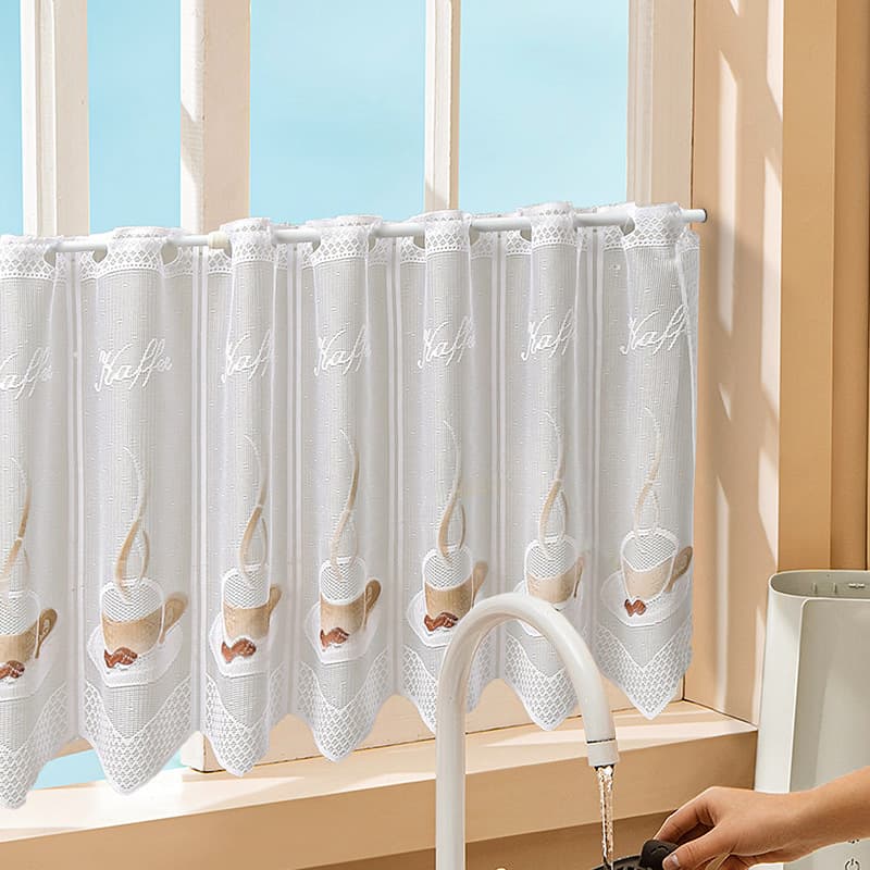 American Nordic White Lace Kitchen Partition Curtain Coffee Cup Door Curtain Window Curtain Cabinet Decorative Half Curtain