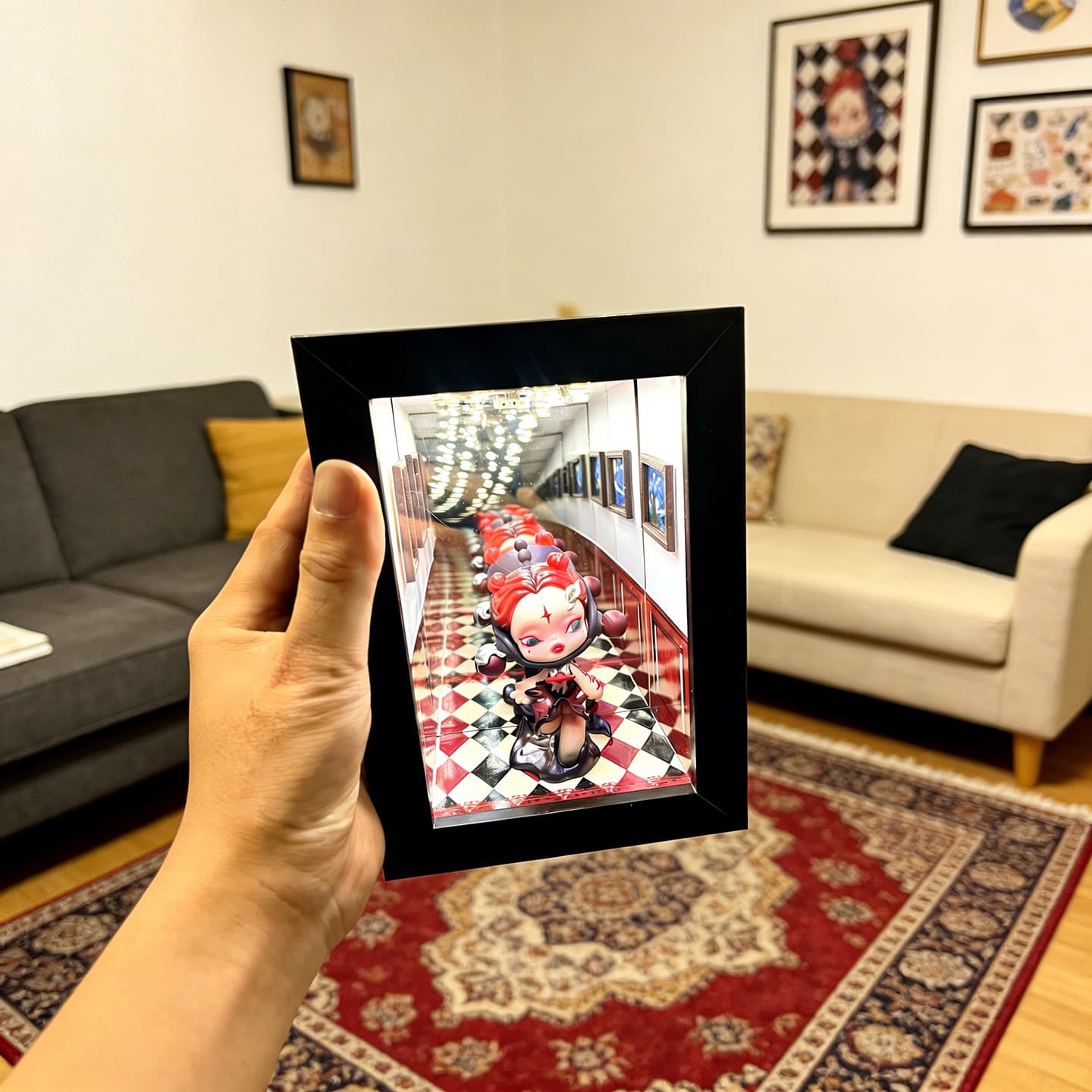 Trendy Mirror Frame with Lights, Display Box for Collectibles, Gift Blind Box, Storage Night Light, Thousand-Layer Mirror Frame