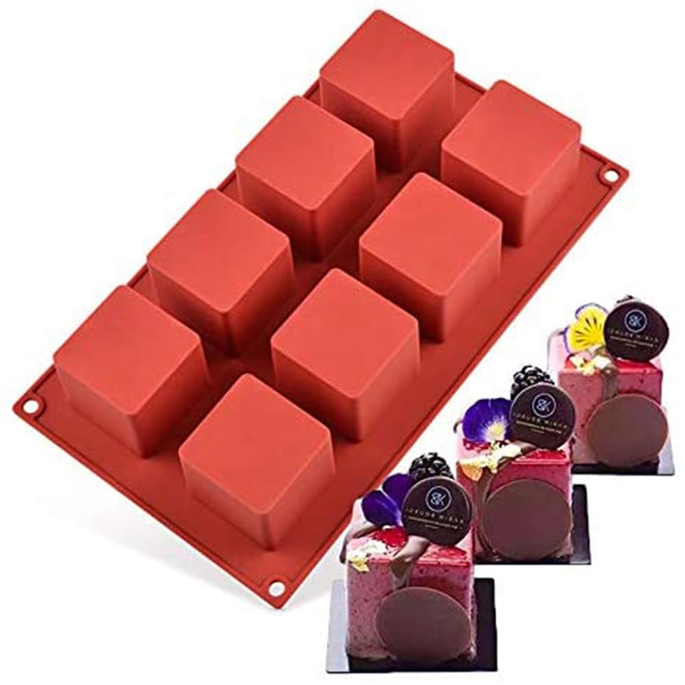 Silicone 8-Cavity Square Cake Mold 423 for Chocolate Cake, Jelly, Pudding, Soap, Cake Baking Tool