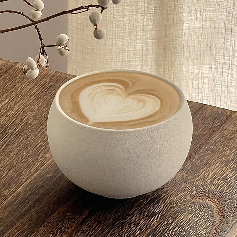 Wholesale retro frosted stone pattern ceramic egg cup coffee cup latte hand cup cappuccinola flower cup afternoon tea