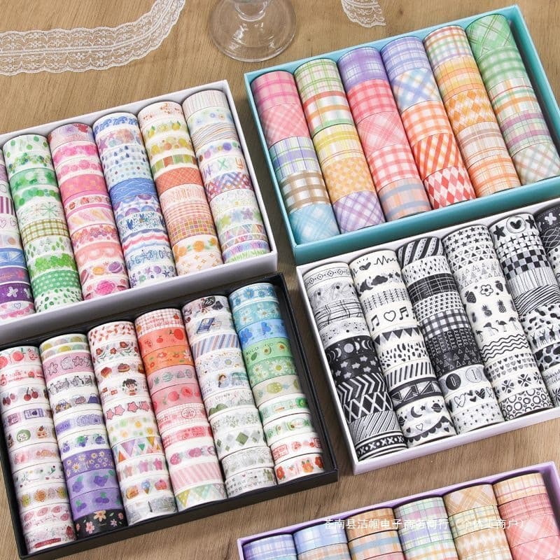 Roll and paper tape set hand ledger tape small fresh cartoon material gift box for beginners hand ledger student gift