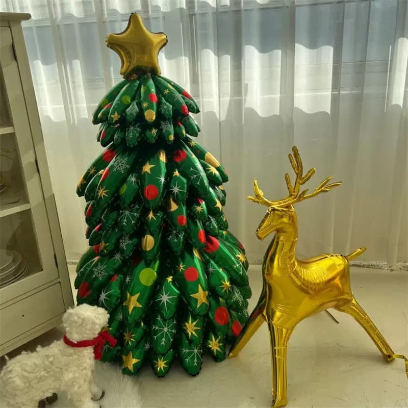Instagram Christmas Tree Atmosphere Setup 3D Golden Reindeer Balloon Aluminum Foil 3D Decoration Prop for Stall