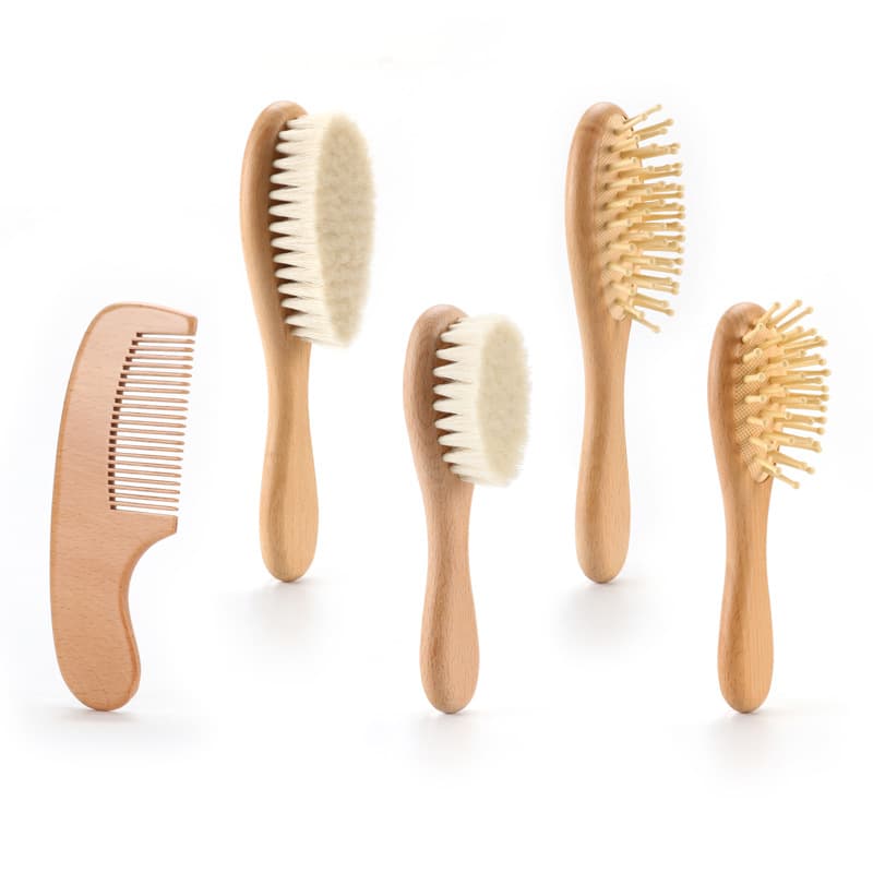Abesi Baby Wool Brush, Shampoo Brush, Cleaning Bath Brush, Anti-Static Baby Comb Set