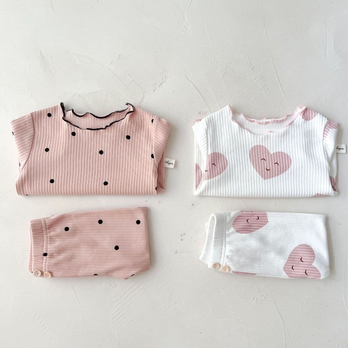 Kids Pajamas for Girls Thin Spring/Autumn Ice Silk Ribbed Long-Sleeve Homewear Two-Piece Set for Baby Girls Toddler Loungewear