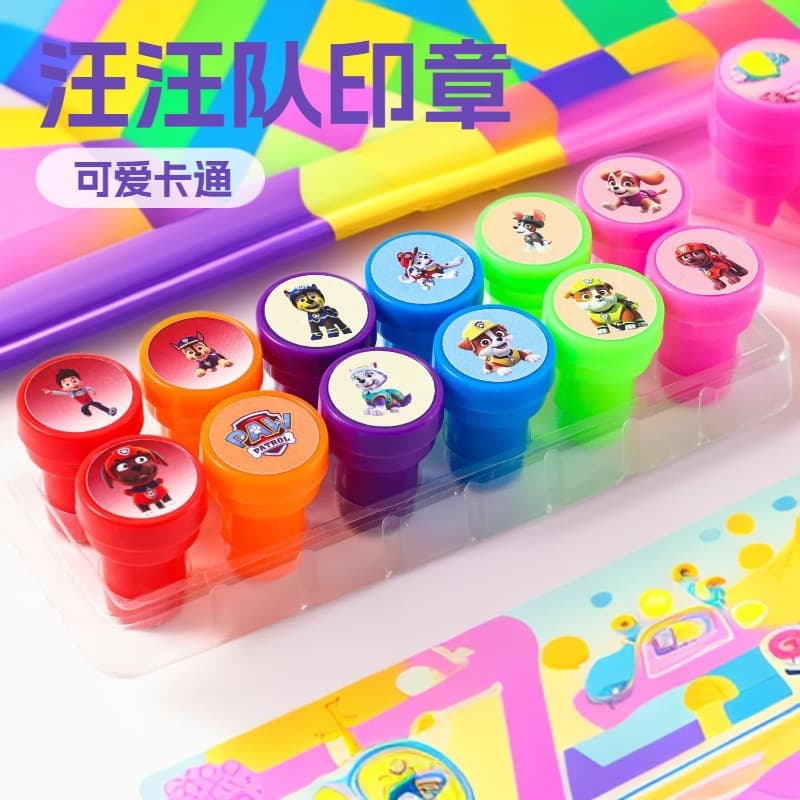 Paw Patrol Kids Stamp Set Cartoon Character Stamps Cute Fun Dog Family Stationery Set