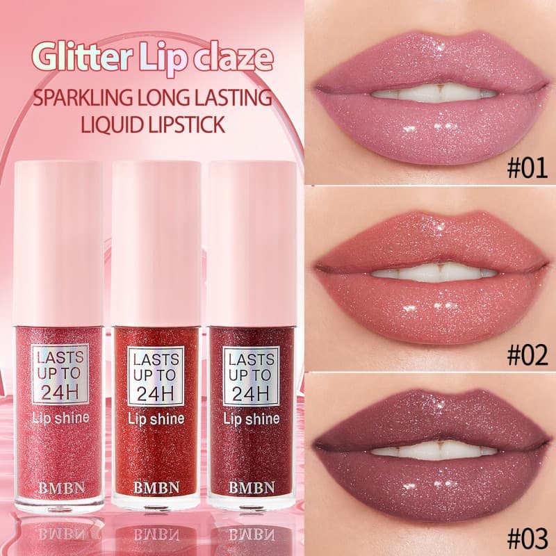 [Exclusively for cross-border supply] BMBN pearlescent lip gloss, fine shimmer, sparkling, high sweetness, new color, clear and flowing gloss for women with pouty lips