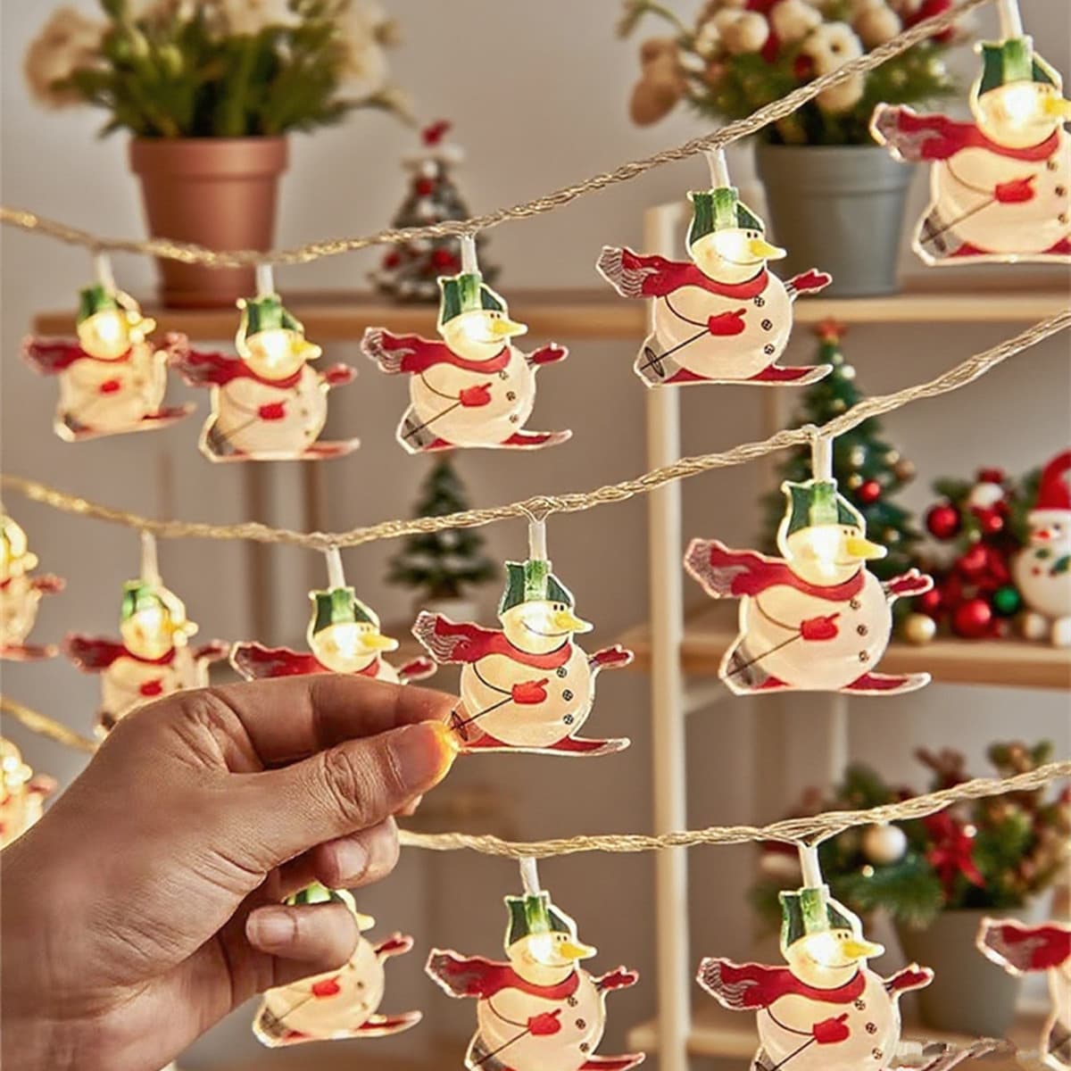LED Snowman String Lights Christmas Solar Outdoor Scene Decoration Ambient Light Bedroom Room Decor