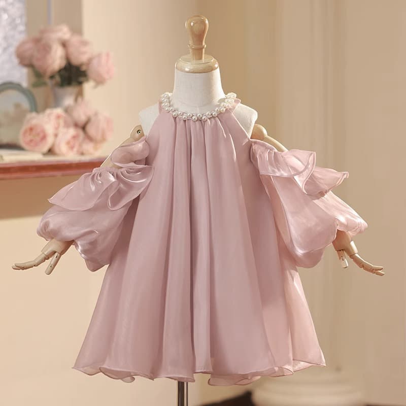 Children's dress ruffled one-year-old princess dress little girl birthday host dress girl performance dress