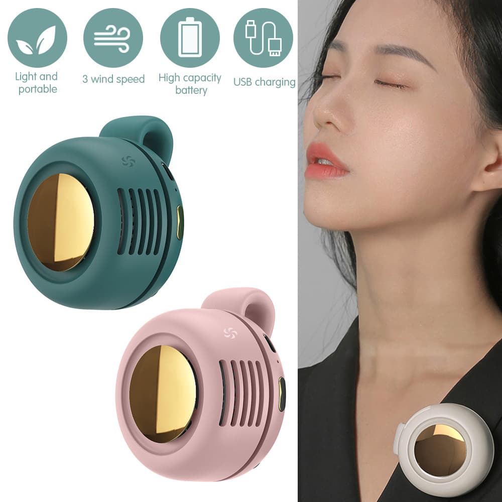 New mini cyclone bladeless fan, portable button-style for children, small and compact with USB charging.