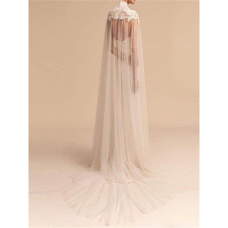 European and American style lace shawl mid-length white wedding dress photography prop small stand collar clothing accessory