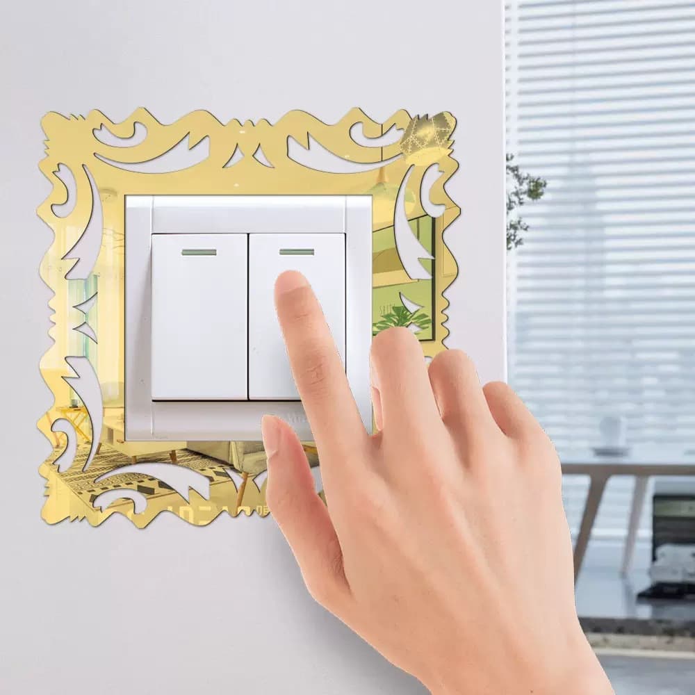 Hot-selling cross-border lace acrylic switch mirror wall sticker living room bedroom switch personalized decoration self-adhesive wall sticker