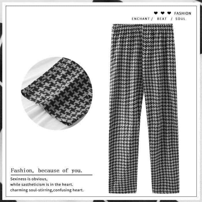 Black and White Plaid Wide-Leg Pants, Japanese Loose Sleep Pants, Home Pants, Stroll Pants, Unisex Couple Sleepwear