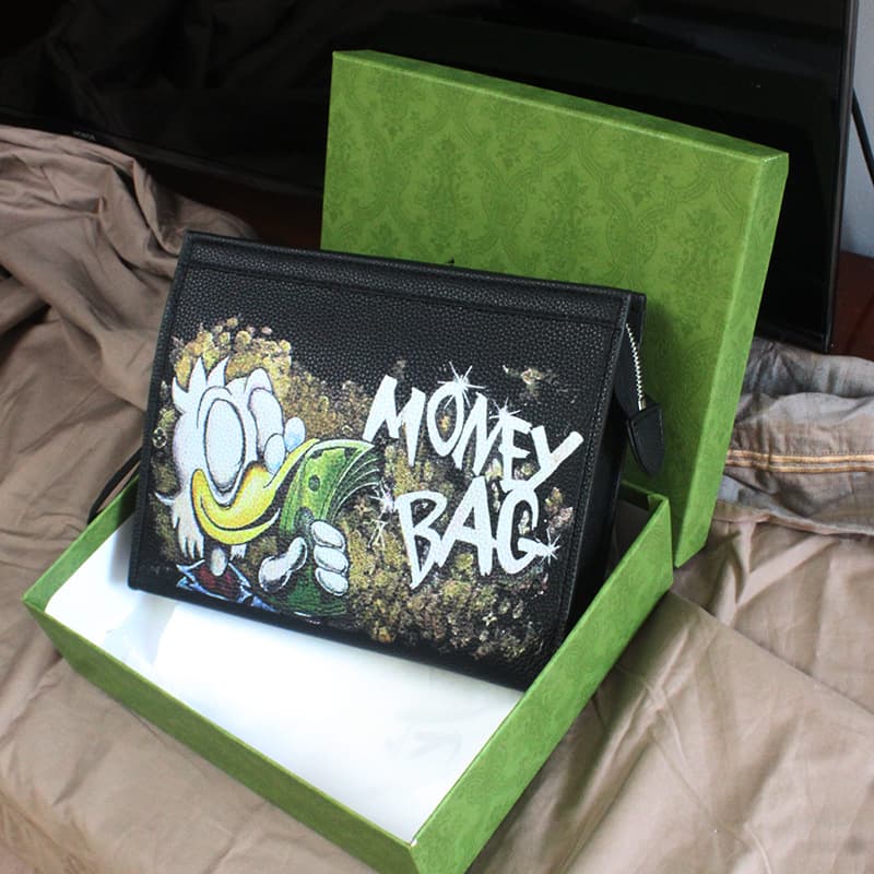 Duck Money Bag Soft Leather Graffiti Handheld Purse Unisex Street Style Wealth Symbol Casual Travel Wallet for Men And Women