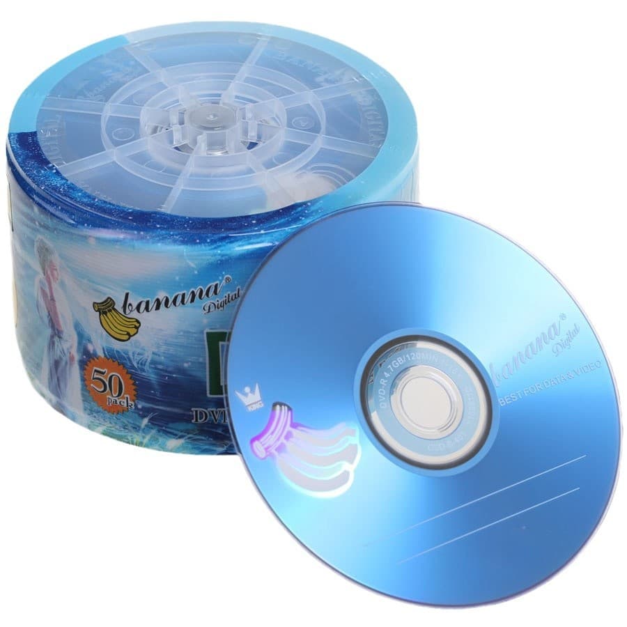Factory Direct Banana DVD Discs 16X Blank DVD-R Discs, A-Grade Material, 50-Pack Simple Packaging