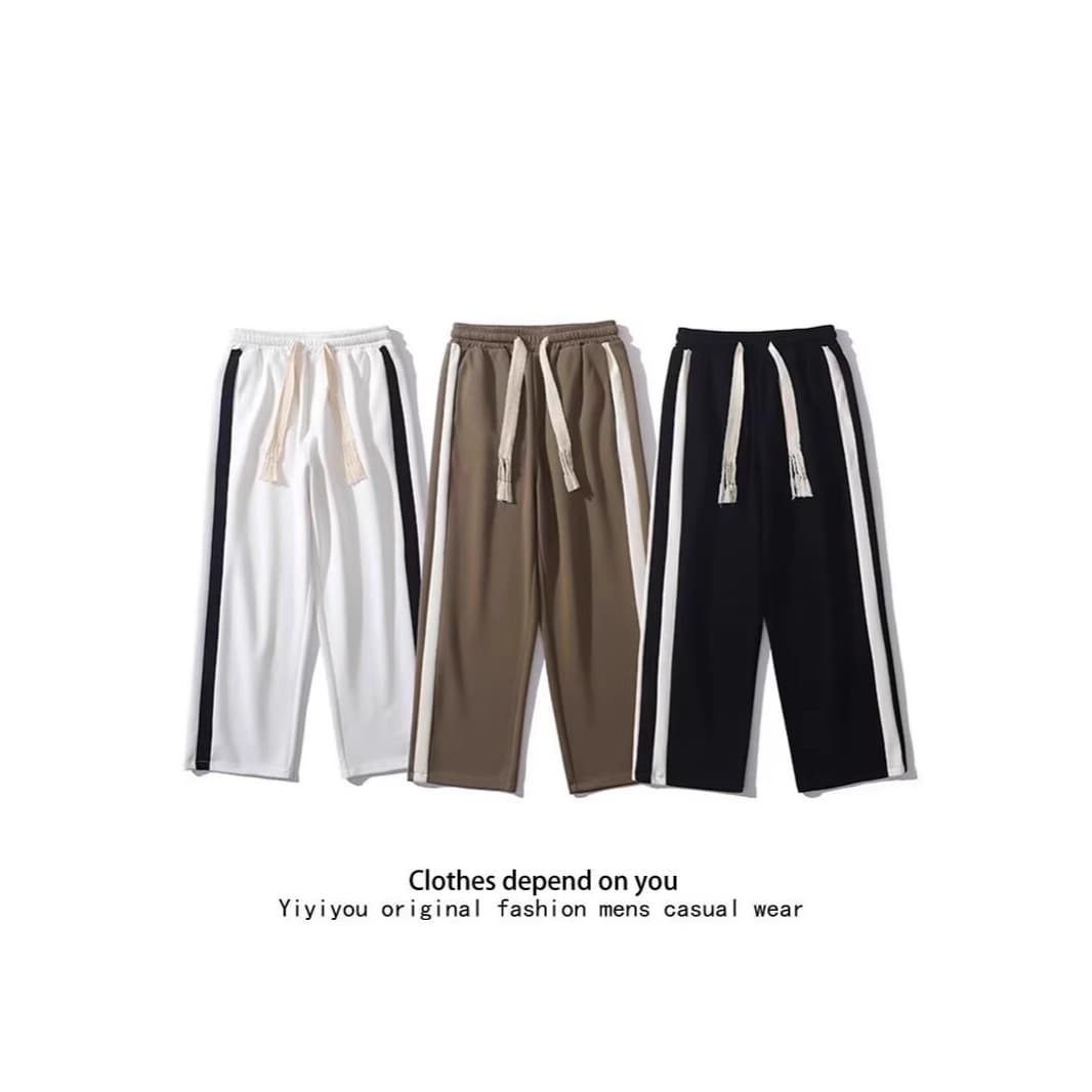 New Trendy Men's Fashion Loose Fit Jogger Pants Straight Leg Youthful Popular Harajuku Spring Summer Cropped Pants Casual Trousers