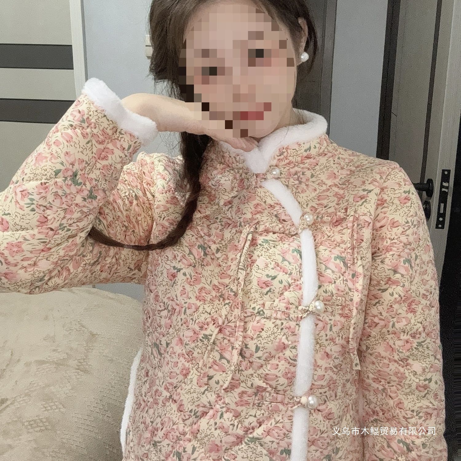 Fleece Lined Thickened Jacket Casual Wear Cotton-Padded Winter Warm Cotton Coat Floral New Style Chinese Cotton Jacket Internet Famous Ancient Style