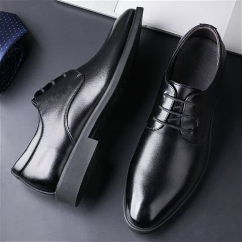 Youth British Casual Business Formal Leather Shoes for Men, Wedding Shoes, Height-Increasing Single Shoes, Work Shoes, Waterproof and Lightweight, Drop Shipping