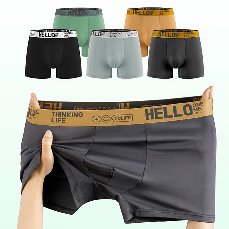 Export Cross-Border Exclusive European Size Hot Hello Underwear Men's Boxer Briefs, Manufacturer Wholesale