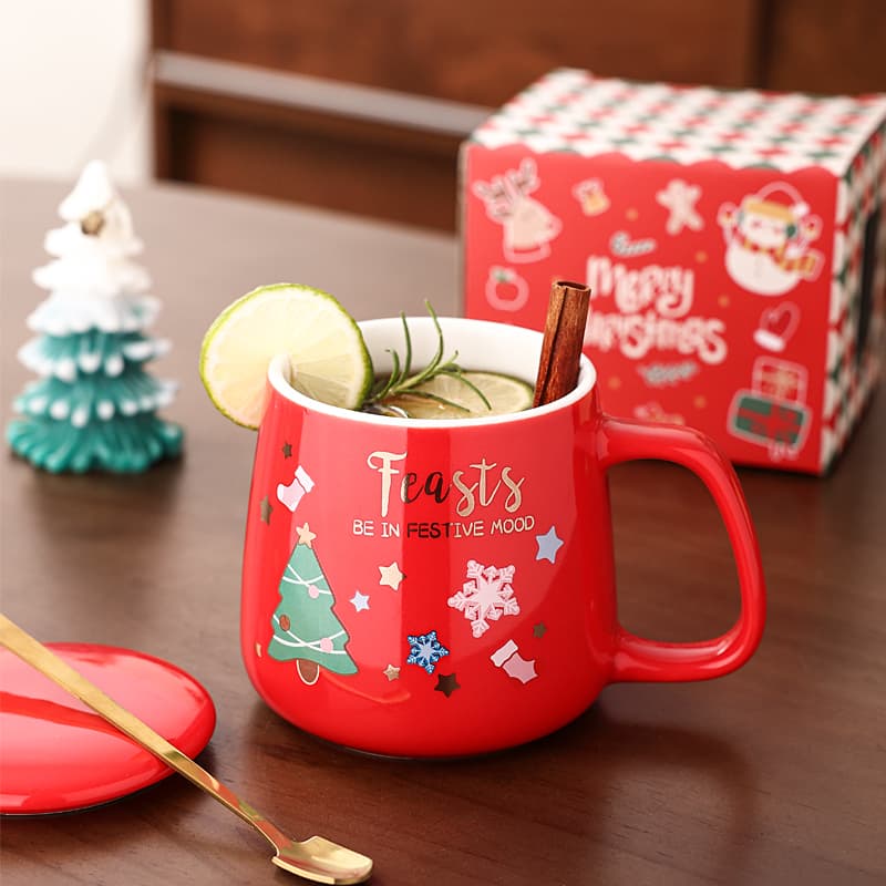 Christmas Ceramic Mug Creative Cute Coffee Cup Festive Holiday Gift Cup for Gifting