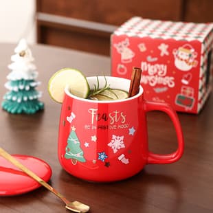 Christmas ceramic mug, creative cute coffee cup, festive gift cup for gifting