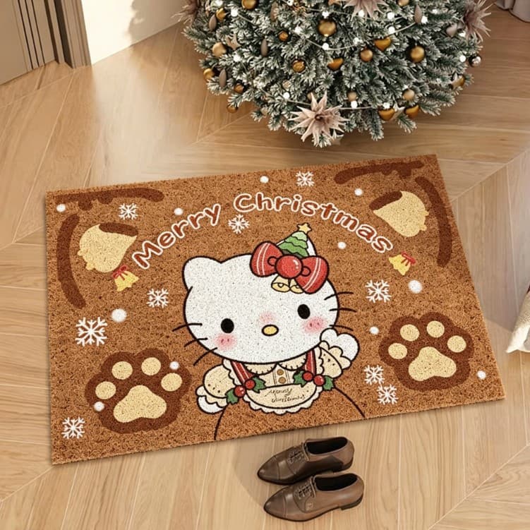 Amazon Christmas Style Hello Kitty Imitation Coconut Palm Entry Door Entrance Floor Mat Resistant to Dirty, Wear-Resistant and Non-Slip, Delivered within 48 Hours