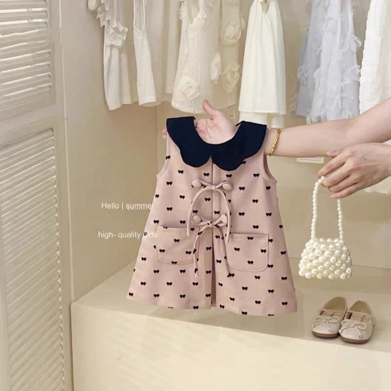 【Ningli】Girls Summer Dress 2026 New Style Children's Elegant High-End Little Chanel-Style Bow Princess Dress