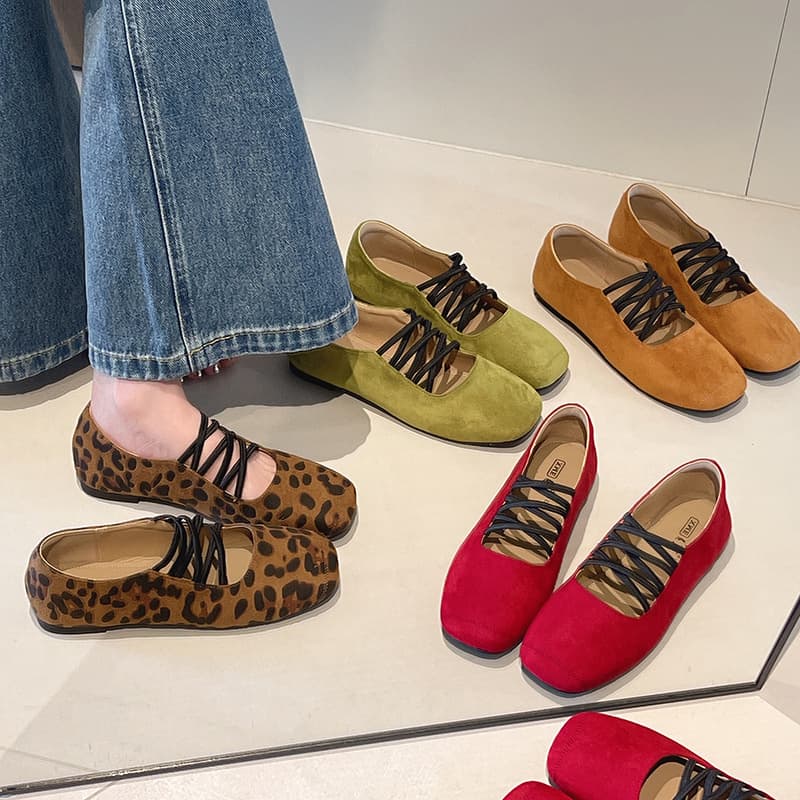 French Vintage Ballet Flats with Lace-Up Design 2026 Summer New Fashion Soft Sole Mary Jane Shoes for Dresses