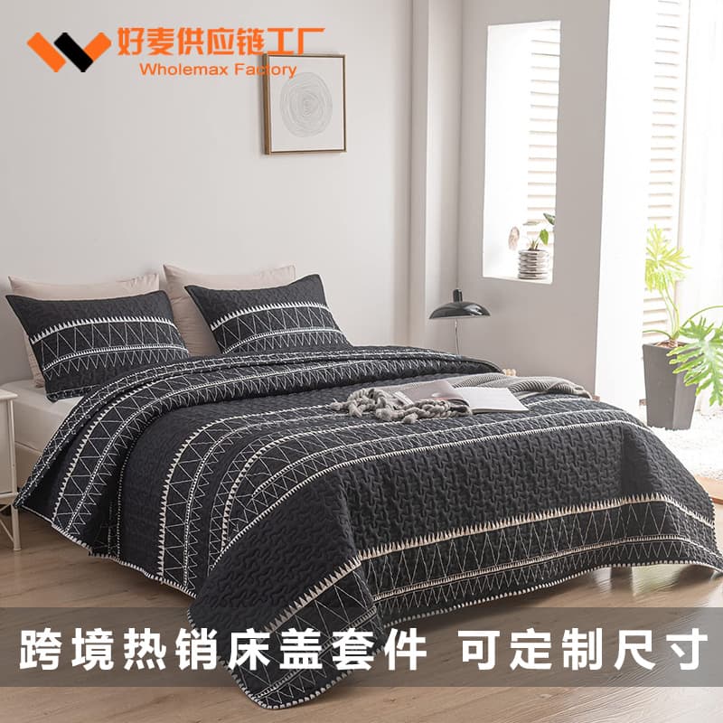 Cross-border European Style Bedspread 3-Piece Set Quilted Air Conditioning Cover Amazon Bed Sheet Thin Coverlet American Bedding Export