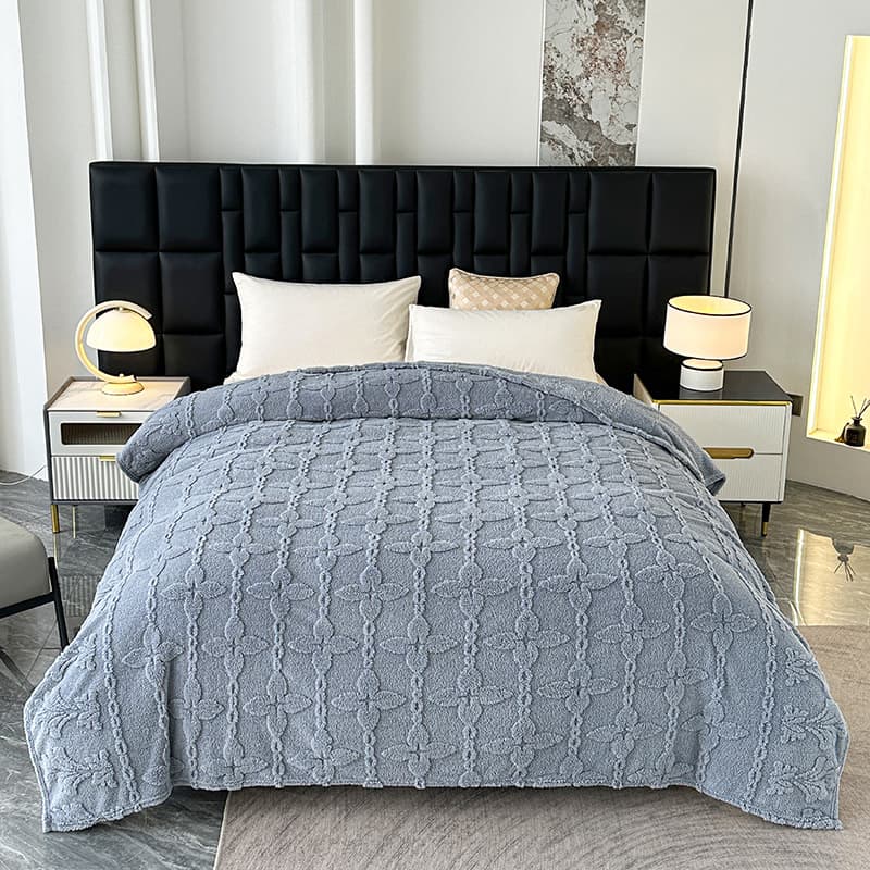 Soft Fleece Jacquard Blanket Flannel Throw Blanket for Living Room Sofa, Plush Bed Blanket for All Seasons, Air Conditioning Blanket