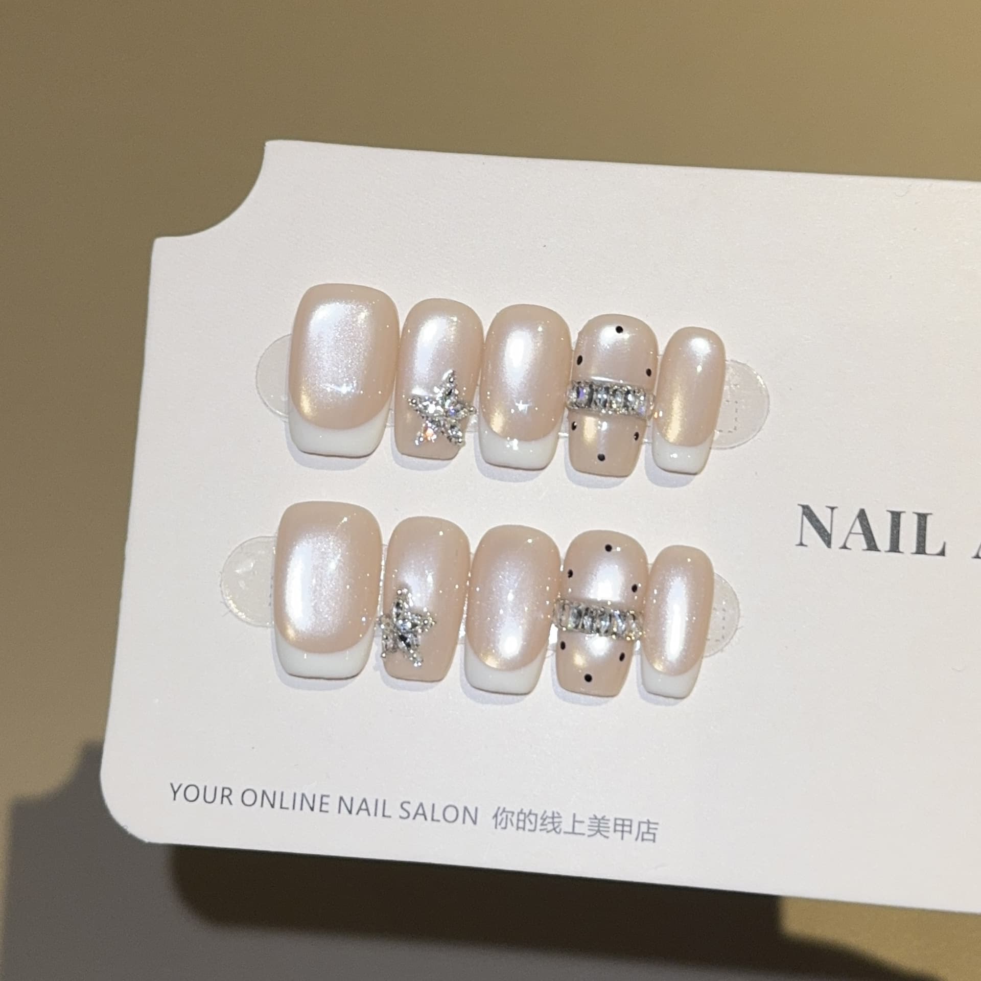 [French miu Sweet] Gentle French Style Nail Art Ins Style Handmade Wearable Nails Short Nail Tips Fake Nails