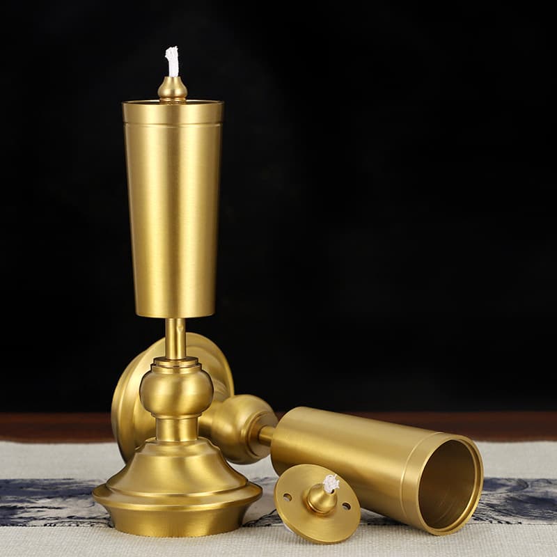 Brass Ghee Lamp Copper Candle Stand Shape Liquid Ghee Lamp Offering Table Home Worship Supplies Eternal Offering Lamp Wholesale