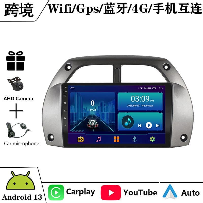 Android Large Screen Navigation MP5 Player Radio Carplay for Toyota RAV4 01-06 Model High Definition IPS Display Plastic Hardware Circuit Board