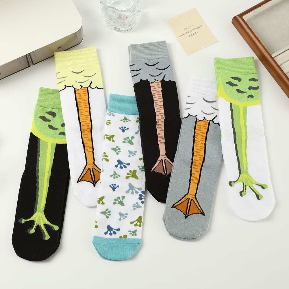 Amazon Autumn/Winter New Women's Animal Mid-Calf Socks Men's Socks Cute Trendy Frog Socks Funny Long Socks Personality