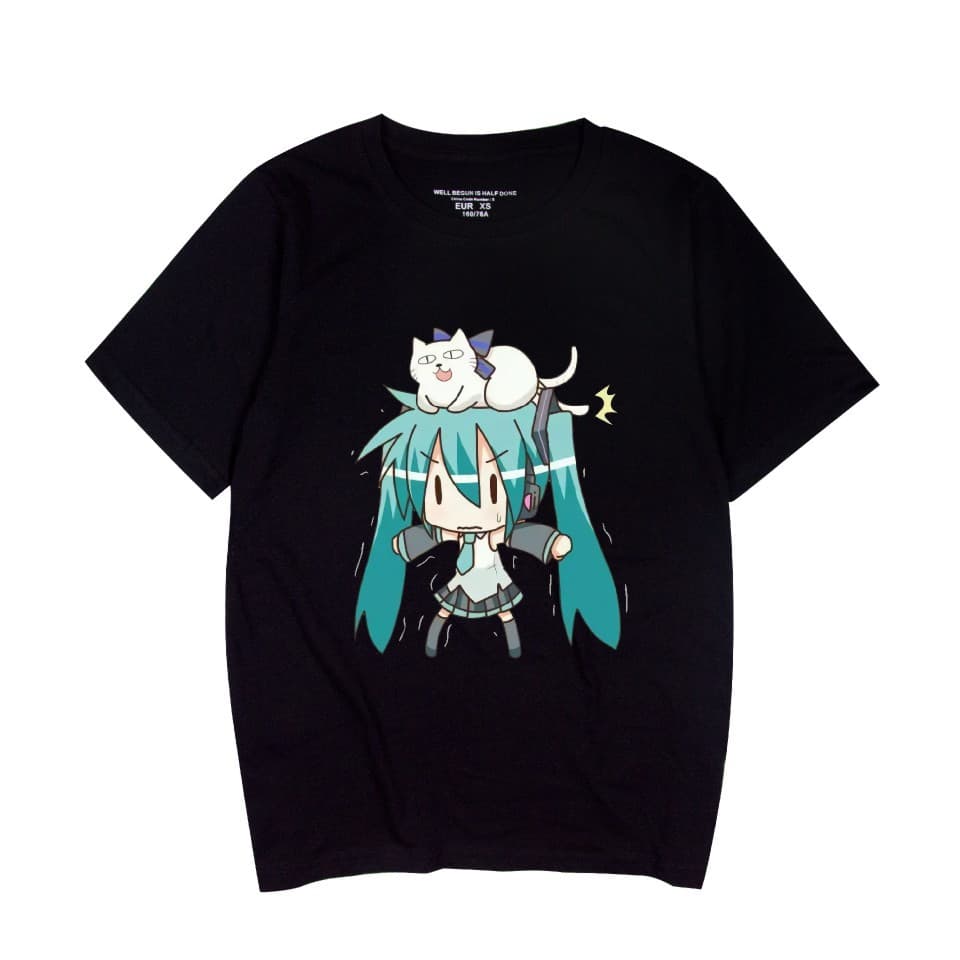 100% Cotton Hatsune Miku Anime Amazon Cross-Border Short Sleeve T-Shirt for Men and Women