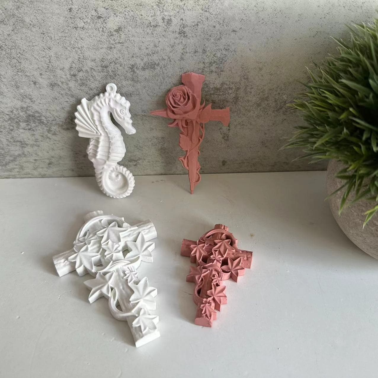 Rose Cross Pendant Silicone Mold Seahorse Keychain Plaster Epoxy Resin Mold