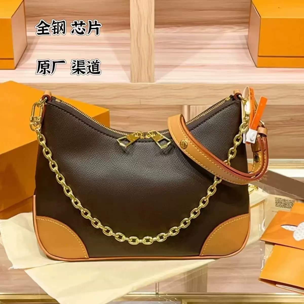 2025 New Chip Model Cowhide Belt LOGO Horn Bag Women's V Shoulder Crossbody Color-Changing Genuine Leather Handbag Versatile