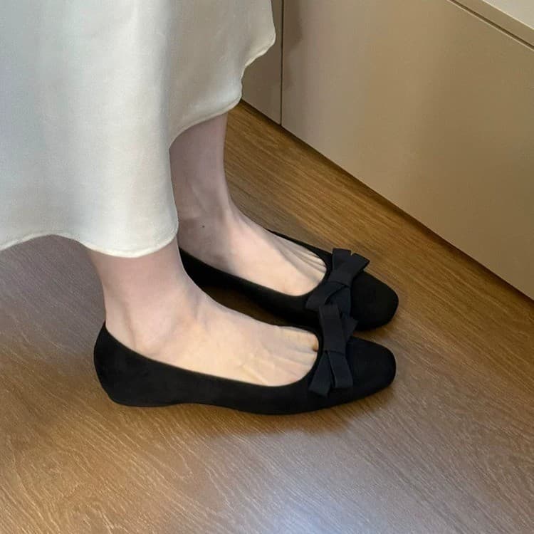 2026 Fairy Style Ballet Flats with Bow, Vintage Chic Flat Shoes for Dresses, French Single Shoes