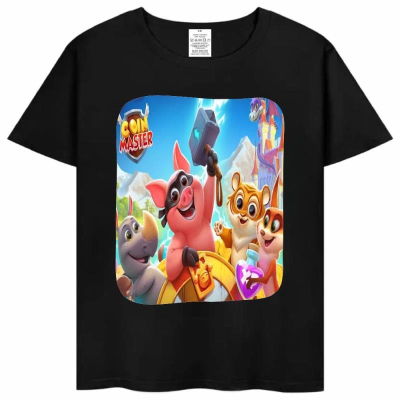 Coin Master Game Coin Master Short-Sleeve T-Shirt DIY Custom Pattern Crew Neck Top for Boys Girls Teens