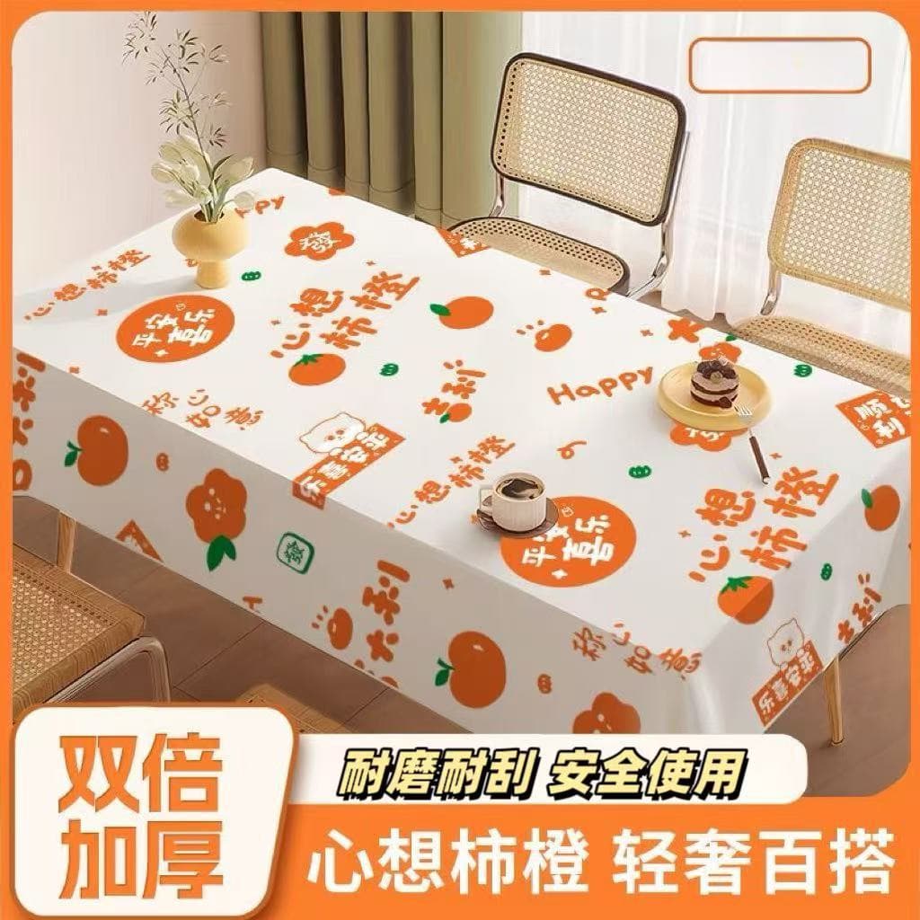 New Waterproof Oil-Proof Thickened PVC Tablecloth for Home Dining Table Coffee Table No-Wash Heat-Insulating Flame-Retardant Rectangular Table Cover