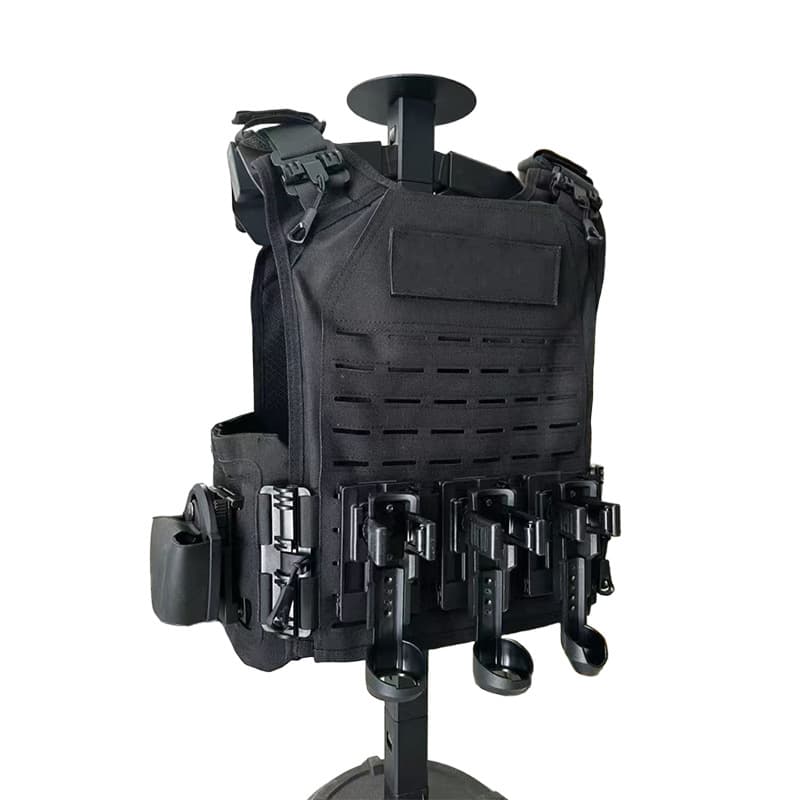 Black tactical anti-stab suit with quick-release plastic parts, tactical body armor can be printed with LOGO
