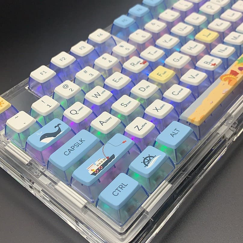 Factory Direct PBT Dye-sublimation Pudding Transparent Keycaps, Customizable for Export in Russian, Korean, Thai, ASA Profile