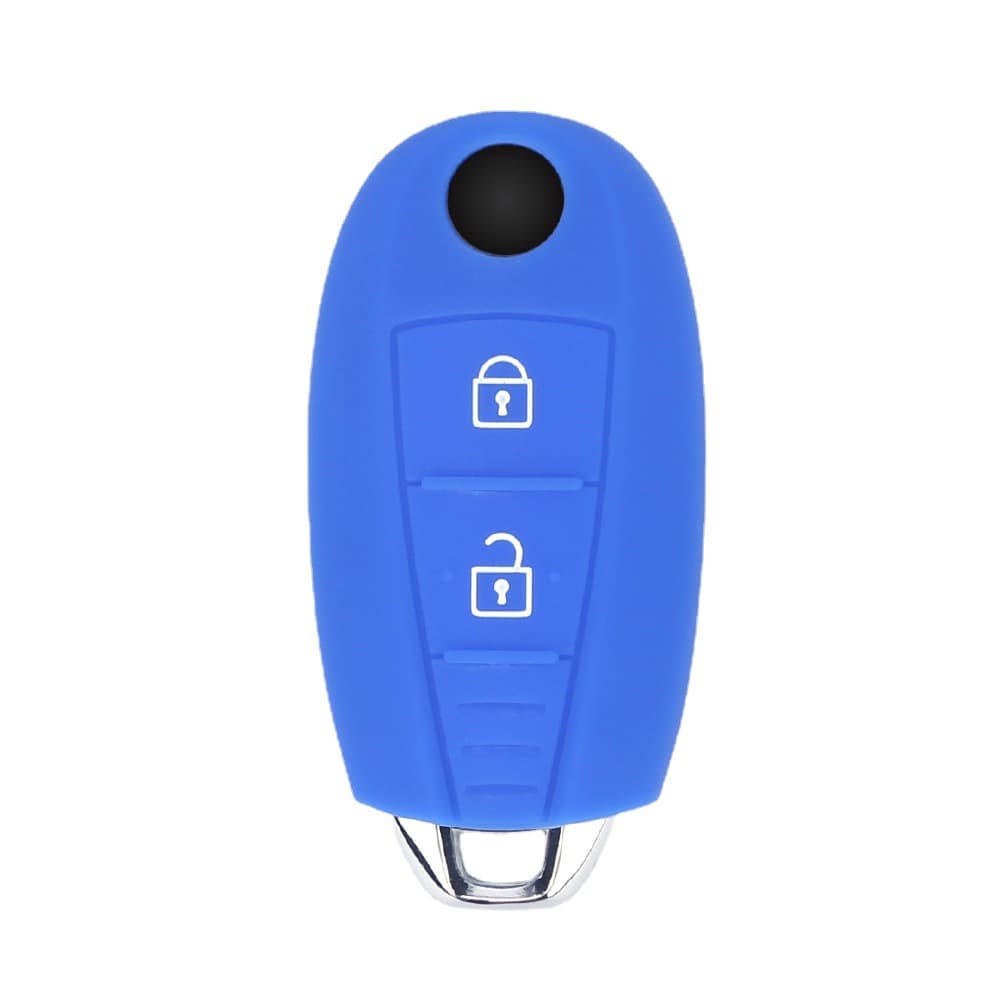 Silicone Smart Key Case Cover for Suzuki Vitara 2-Button, Soft Rubber Keychain Bag for S-Cross and SX4 S-Cross