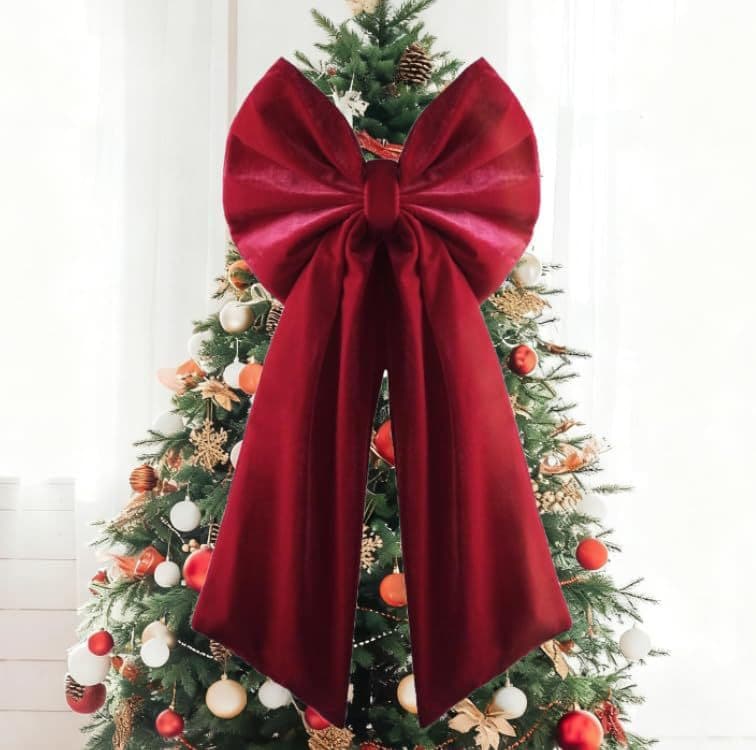 Christmas Bow Large Velvet Christmas Tree Decoration Party Bow Wedding Holiday Party Hanging Decoration