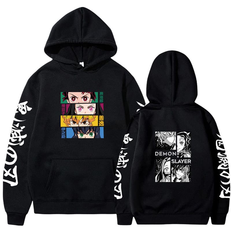 2023 New Cross-Border Demon Slayer Anime Print Hoodie Loose Casual Sweatshirt for Men