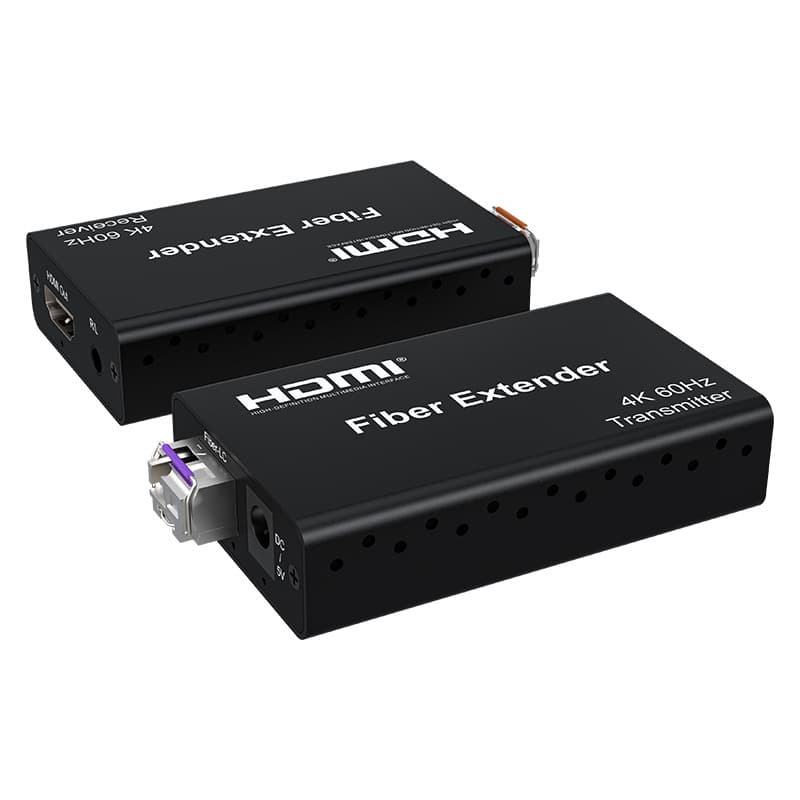 DP to HDMI Fiber Extender, 20km Range, 4K60Hz 4:4:4, with Audio-Video Separation