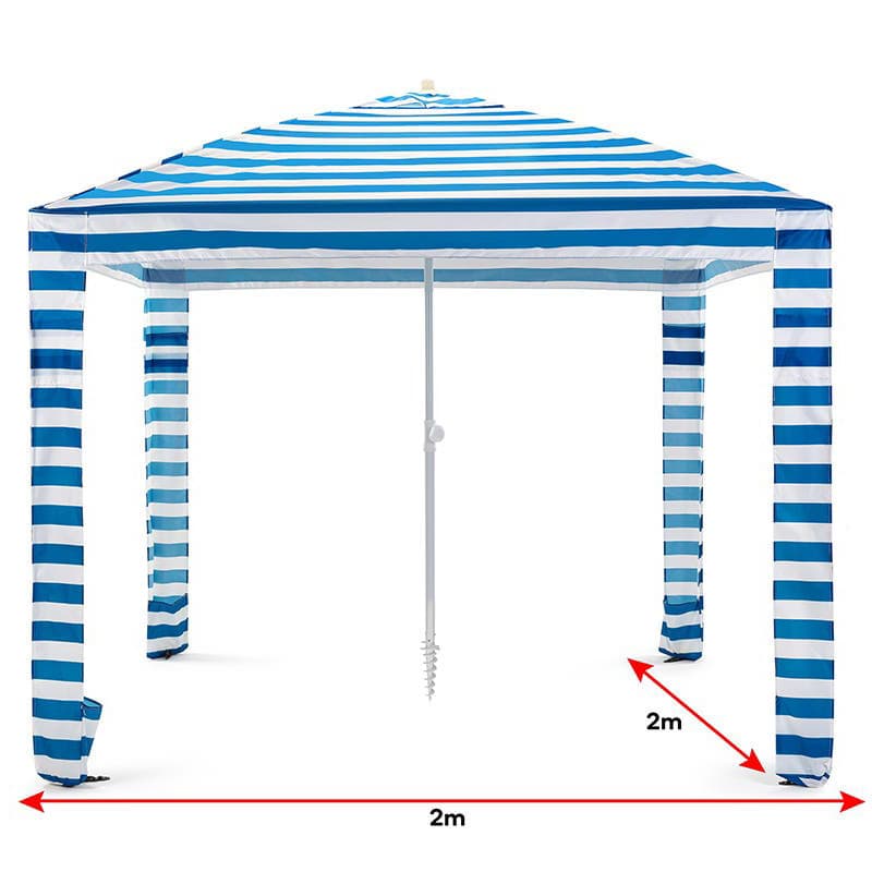 Cross-border Striped Large Outdoor Leisure Umbrella, Four-Corner Beach Sunshade with Customization Options